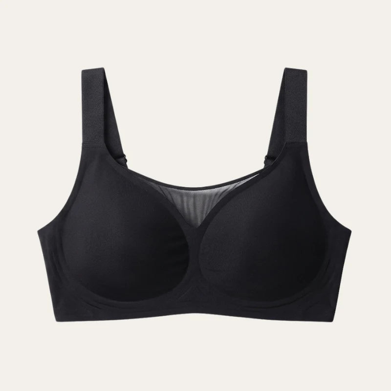 Soutien Nabel Palum em Preto, sem aro com insert em tule, vista frontal do produto